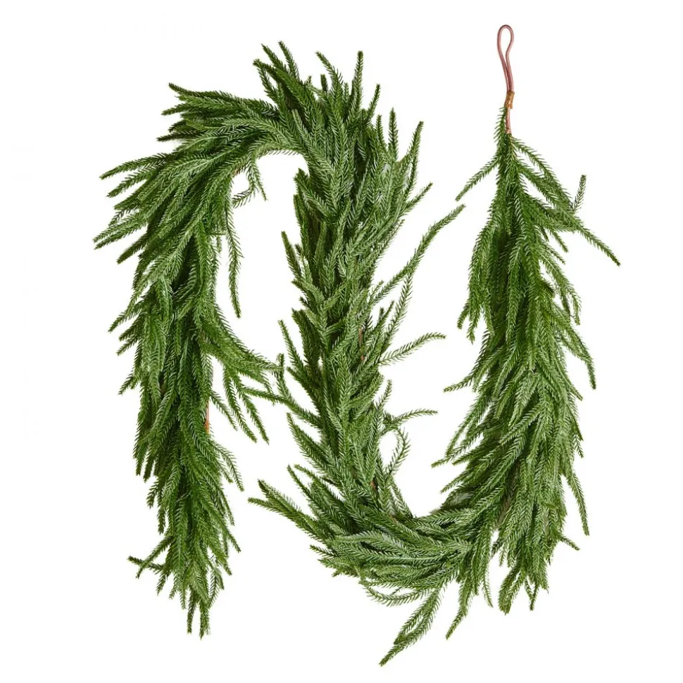 VEVOR Christmas Garland, 6-FT Realistic Norfolk Pine Garland, Evergreen Real Touch Artificial Faux Greenery Garlands, for Holiday Indoor Outdoor Xmas Decoration on Table, Mantel, and Fireplace