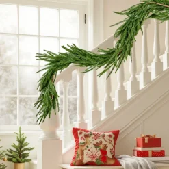 VEVOR Christmas Garland, 6-FT Realistic Norfolk Pine Garland, Evergreen Real Touch Artificial Faux Greenery Garlands, for Holiday Indoor Outdoor Xmas Decoration on Table, Mantel, and Fireplace