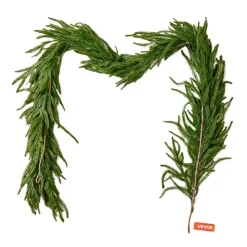 VEVOR Christmas Garland, 6-FT Realistic Norfolk Pine Garland, Evergreen Real Touch Artificial Faux Greenery Garlands, for Holiday Indoor Outdoor Xmas Decoration on Table, Mantel, and Fireplace