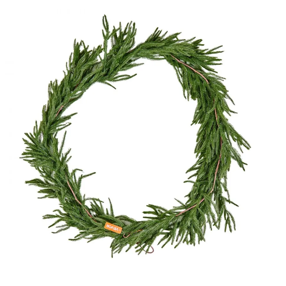 VEVOR Christmas Garland, 9-FT Realistic Norfolk Pine Garland, Evergreen Real Touch Artificial Faux Greenery Garlands, for Holiday Indoor Outdoor Xmas Decoration on Table, Mantel, and Fireplace