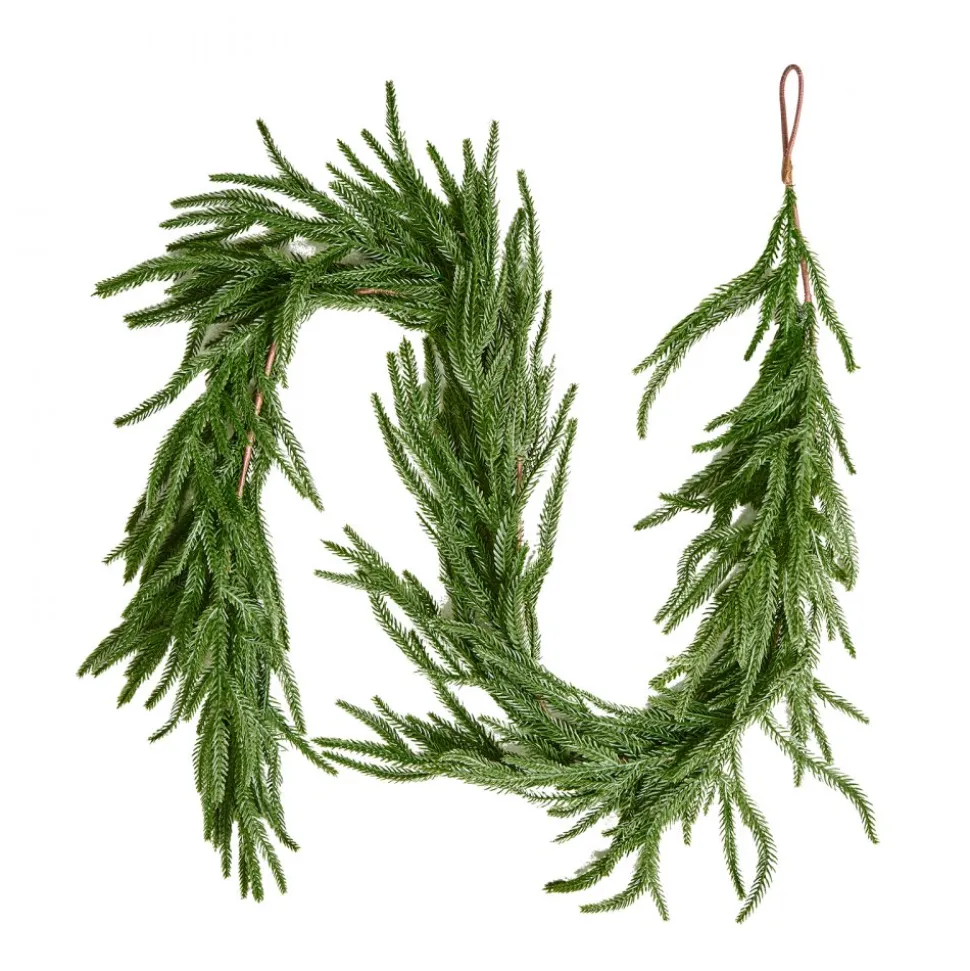 VEVOR Christmas Garland, 5-FT Realistic Norfolk Pine Garland, Evergreen Real Touch Artificial Faux Greenery Garlands, for Holiday Indoor Outdoor Xmas Decoration on Table, Mantel, and Fireplace