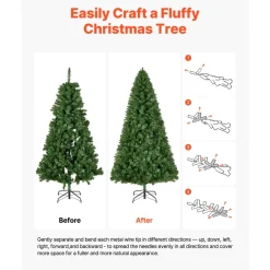 VEVOR Christmas Tree, 6ft Artificial Xmas Tree, Full Holiday Decor Trees with 1250 Branch Tips & Sturdy Metal Base for Home Party Office Decoration
