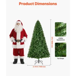 VEVOR Christmas Tree, 6ft Artificial Xmas Tree, Full Holiday Decor Trees with 1250 Branch Tips & Sturdy Metal Base for Home Party Office Decoration