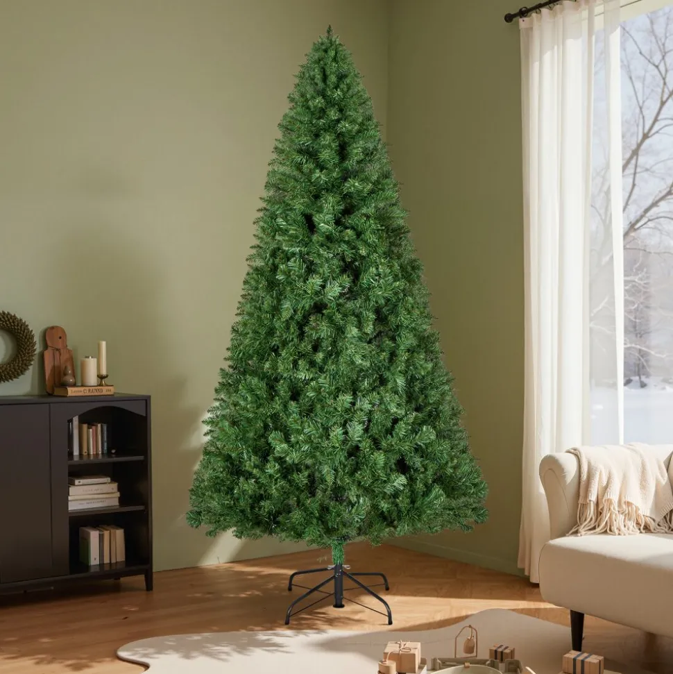 VEVOR Christmas Tree, 6ft Artificial Xmas Tree, Full Holiday Decor Trees with 1250 Branch Tips & Sturdy Metal Base for Home Party Office Decoration