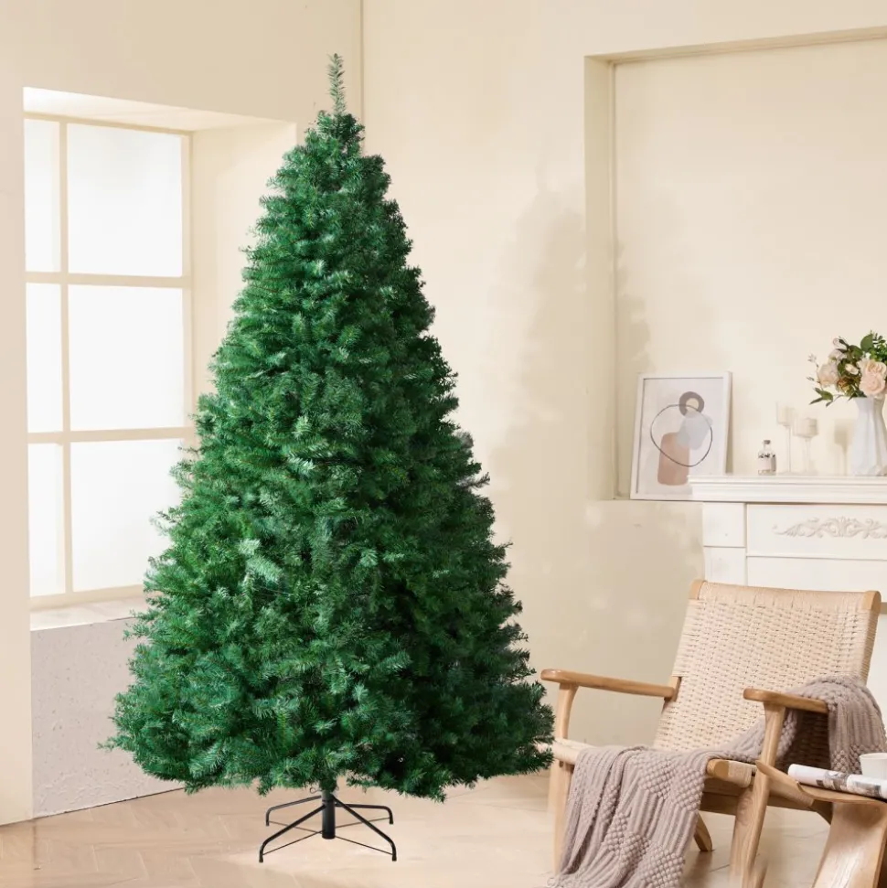 VEVOR Christmas Tree, 7.5ft Artificial Xmas Tree, Full Holiday Decor Tree with 1346 Branch Tips and Metal Base for Home Party Office Decoration
