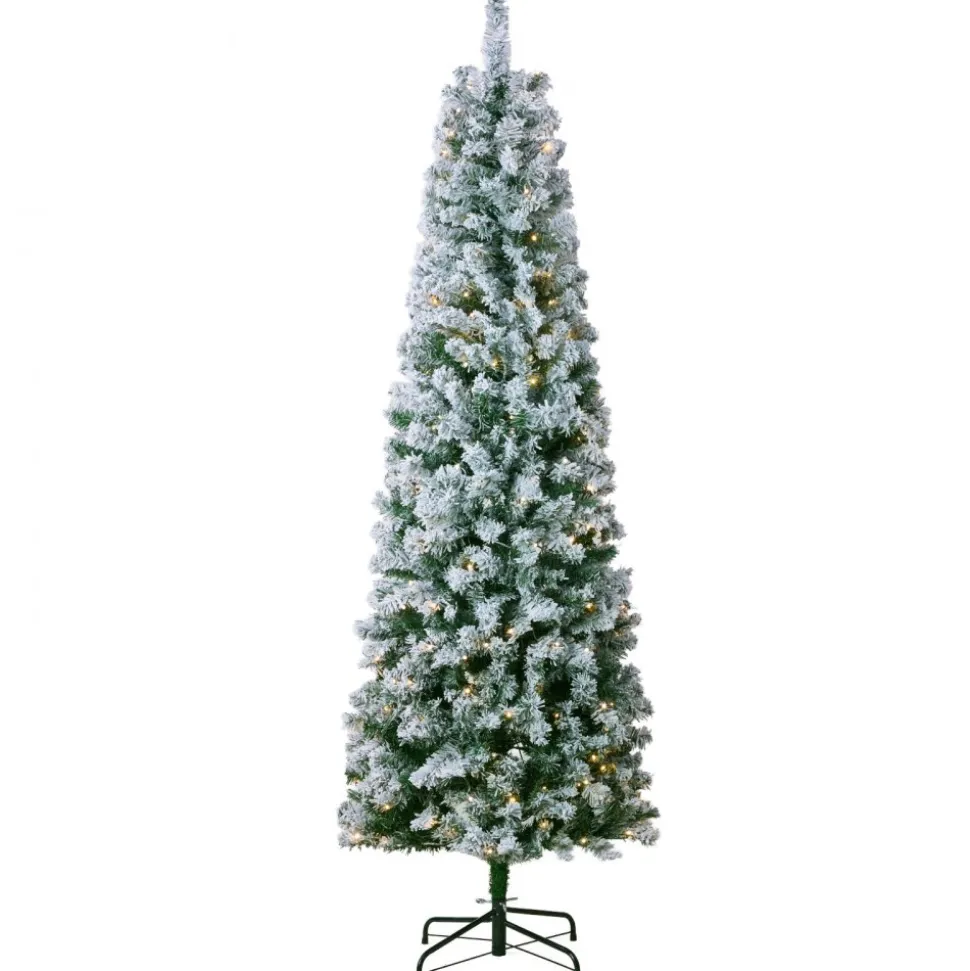 VEVOR Christmas Tree, 4ft Prelit Flocked Artificial Tree, Full Holiday Xmas Deco Trees with 120 Warm White LED Lights, 8 Lighting Modes & 539 Branch Tips for Home Party Office Decoration