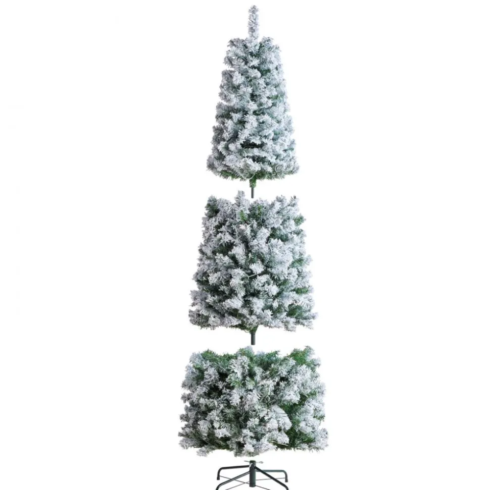 VEVOR Christmas Tree, 4ft Prelit Flocked Artificial Tree, Full Holiday Xmas Deco Trees with 120 Warm White LED Lights, 8 Lighting Modes & 539 Branch Tips for Home Party Office Decoration