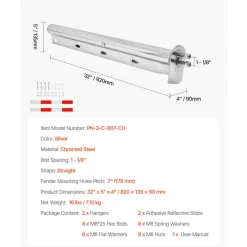 VEVOR Chrome Straight Spring Loaded Mud Flap Hangers, 1-1/8