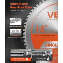 VEVOR Circular Saw Blade, 12 inch Diameter, 100 Sharp Alloy Teeth, 1 inch Arbor, Fine Finish, Aluminum Cutting Blade for Circular Saw, with Noise-Reducing Heat Vents, for Cutting Steel and Metal