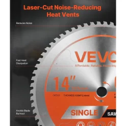 VEVOR Circular Saw Blade, 12 inch Diameter, 100 Sharp Alloy Teeth, 1 inch Arbor, Fine Finish, Aluminum Cutting Blade for Circular Saw, with Noise-Reducing Heat Vents, for Cutting Steel and Metal