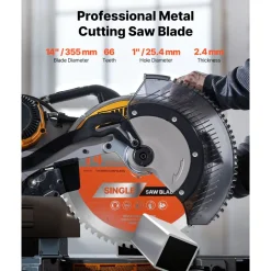 VEVOR Circular Saw Blade, 12 inch Diameter, 100 Sharp Alloy Teeth, 1 inch Arbor, Fine Finish, Aluminum Cutting Blade for Circular Saw, with Noise-Reducing Heat Vents, for Cutting Steel and Metal
