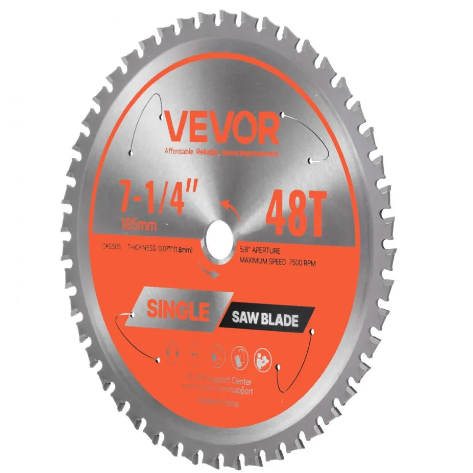 VEVOR Circular Saw Blade, 10 inch Diameter, 50 Sharp Alloy Teeth, 5/8 inch Arbor, Fine Finish, Wood Cutting Blade for Circular Saw, with Noise-Reducing Heat Vents, for Cutting Plywood, OSB, Hardwood