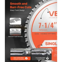 VEVOR Circular Saw Blade, 10 inch Diameter, 50 Sharp Alloy Teeth, 5/8 inch Arbor, Fine Finish, Wood Cutting Blade for Circular Saw, with Noise-Reducing Heat Vents, for Cutting Plywood, OSB, Hardwood