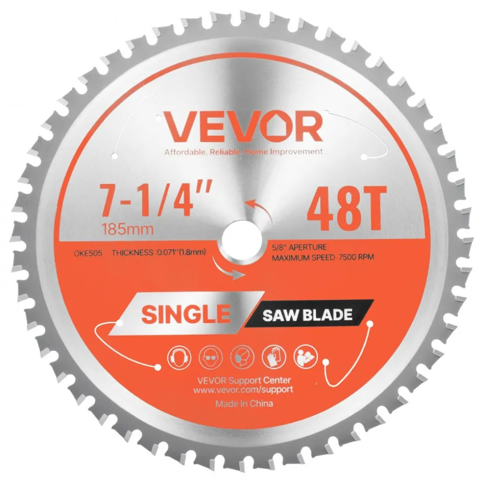 VEVOR Circular Saw Blade, 10 inch Diameter, 50 Sharp Alloy Teeth, 5/8 inch Arbor, Fine Finish, Wood Cutting Blade for Circular Saw, with Noise-Reducing Heat Vents, for Cutting Plywood, OSB, Hardwood