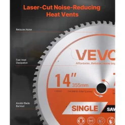 VEVOR Circular Saw Blade, 12 inch Diameter, 80 Sharp Alloy Teeth, 1 inch Arbor, Fine Finish, Wood Cutting Blade for Circular Saw, with Noise-Reducing Heat Vents, for Cutting Plywood, OSB, Hardwood