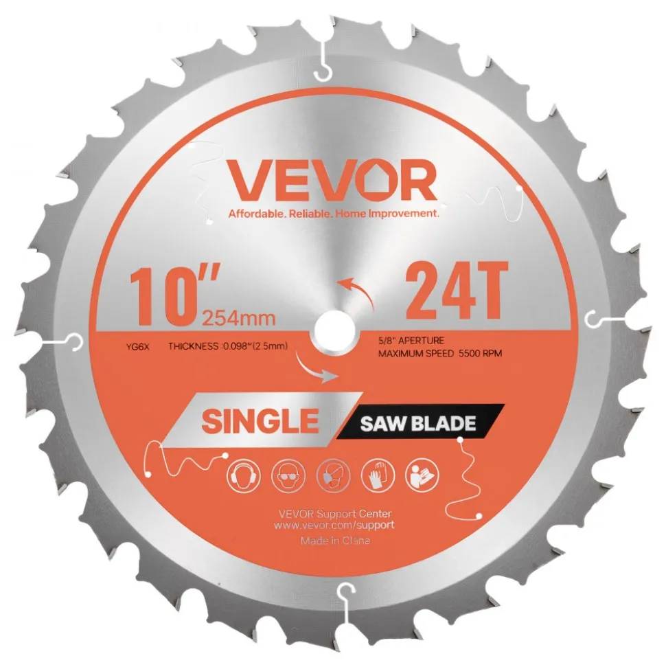 VEVOR Circular Saw Blade, 8 inch Diameter, 42 Sharp Alloy Teeth, 1 inch Arbor, Fine Finish, Wood Cutting Blade for Circular Saw, with Noise-Reducing Heat Vents, for Cutting Plywood, OSB, and Hardwood
