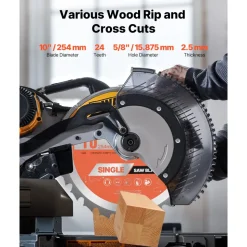 VEVOR Circular Saw Blade, 8 inch Diameter, 42 Sharp Alloy Teeth, 1 inch Arbor, Fine Finish, Wood Cutting Blade for Circular Saw, with Noise-Reducing Heat Vents, for Cutting Plywood, OSB, and Hardwood