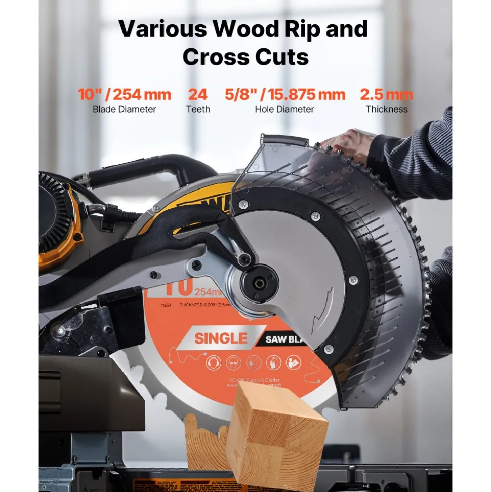 VEVOR Circular Saw Blade, 8 inch Diameter, 42 Sharp Alloy Teeth, 1 inch Arbor, Fine Finish, Wood Cutting Blade for Circular Saw, with Noise-Reducing Heat Vents, for Cutting Plywood, OSB, and Hardwood