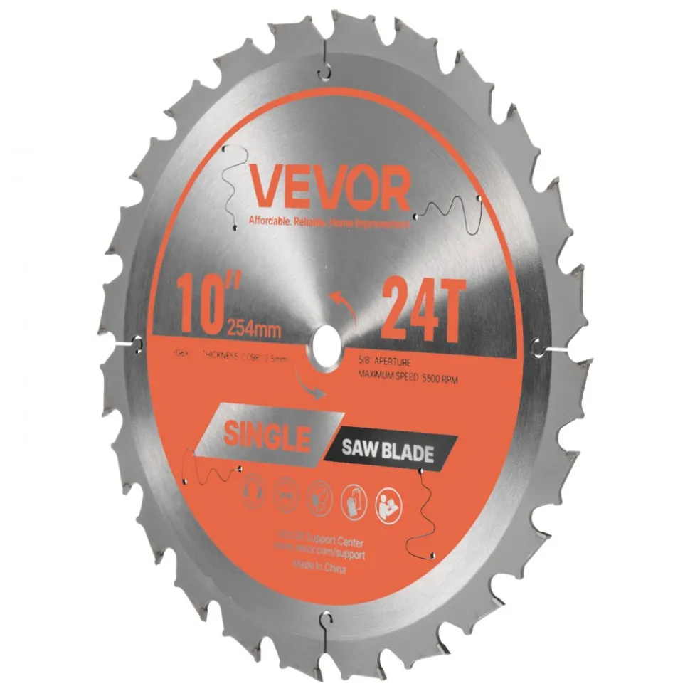VEVOR Circular Saw Blade, 8 inch Diameter, 42 Sharp Alloy Teeth, 1 inch Arbor, Fine Finish, Wood Cutting Blade for Circular Saw, with Noise-Reducing Heat Vents, for Cutting Plywood, OSB, and Hardwood