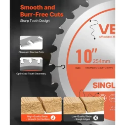 VEVOR Circular Saw Blade, 8 inch Diameter, 42 Sharp Alloy Teeth, 1 inch Arbor, Fine Finish, Wood Cutting Blade for Circular Saw, with Noise-Reducing Heat Vents, for Cutting Plywood, OSB, and Hardwood