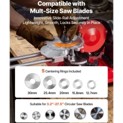 VEVOR Circular Saw Blade Sharpener with Water Tank, 370W 3590RPM Rotary Angle Mill Grinder, Water Injection Sharpening Machine with 5
