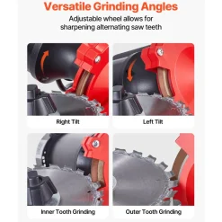 VEVOR Circular Saw Blade Sharpener with Water Tank, 370W 3590RPM Rotary Angle Mill Grinder, Water Injection Sharpening Machine with 5