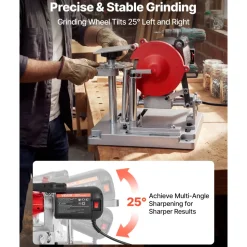 VEVOR Circular Saw Blade Sharpener, 140W 3800RPM Electric Saw Blade Sharpening Machine with 4" Ceramic & Diamond Grinding Wheels - Fits 3.5" to 15.7" Diameter Circular Saw Blades
