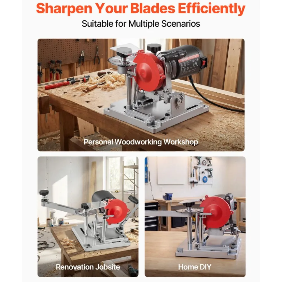 VEVOR Circular Saw Blade Sharpener, 140W 3800RPM Electric Saw Blade Sharpening Machine with 4" Ceramic & Diamond Grinding Wheels - Fits 3.5" to 15.7" Diameter Circular Saw Blades