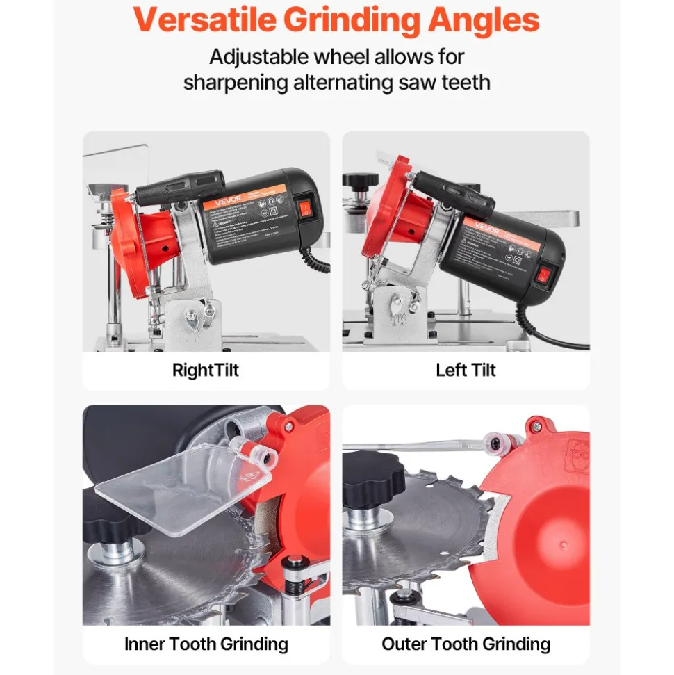 VEVOR Circular Saw Blade Sharpener, 140W 3800RPM Electric Saw Blade Sharpening Machine with 4" Ceramic & Diamond Grinding Wheels - Fits 3.5" to 15.7" Diameter Circular Saw Blades