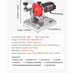 VEVOR Circular Saw Blade Sharpener, 140W 3800RPM Electric Saw Blade Sharpening Machine with 4