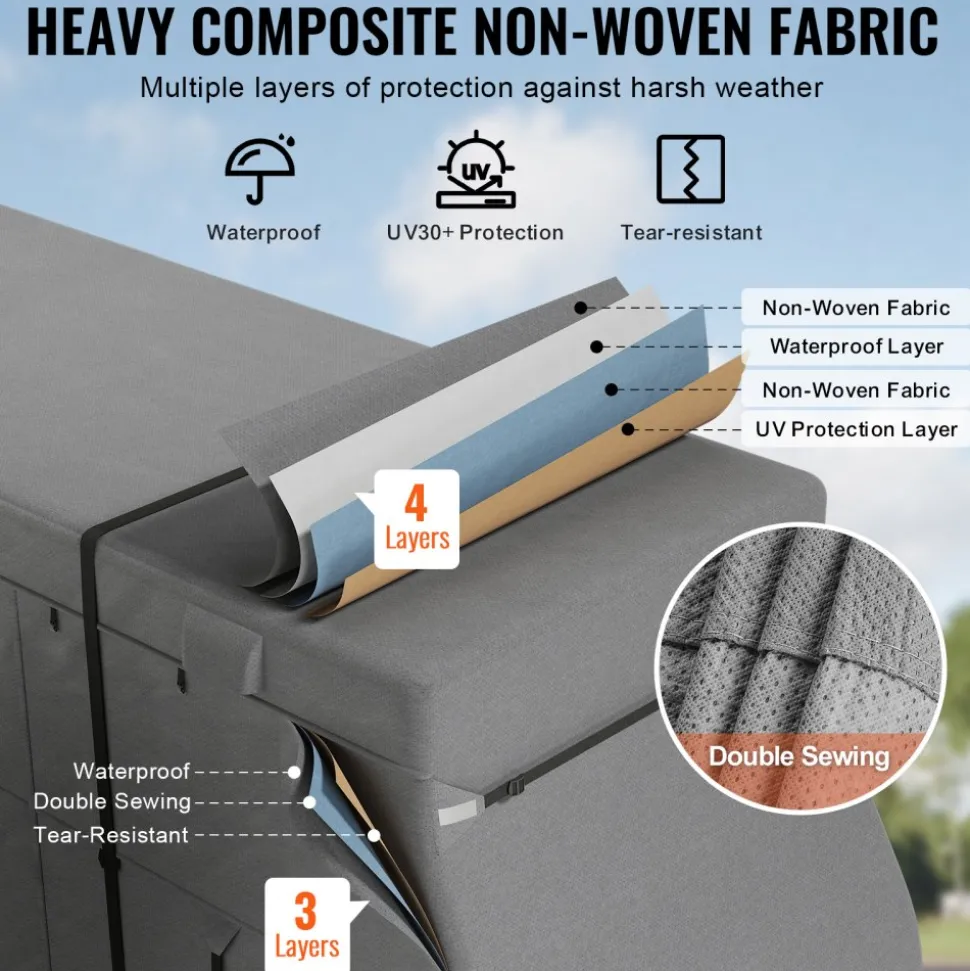 VEVOR Class A RV Cover, 40-43 ft Motorhome Cover, Non-woven Fabric Motorhome RV Cover, Waterproof, Windproof and Rip-Stop, Camper Cover with Storage Bag, Repair Patches, Straps and Tire Covers