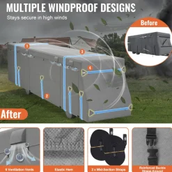 VEVOR Class A RV Cover, 40-43 ft Motorhome Cover, Non-woven Fabric Motorhome RV Cover, Waterproof, Windproof and Rip-Stop, Camper Cover with Storage Bag, Repair Patches, Straps and Tire Covers