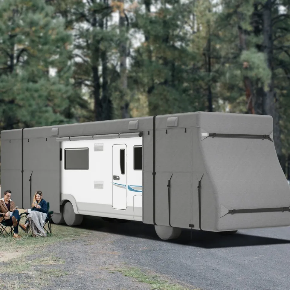 VEVOR Class A RV Cover, 40-43 ft Motorhome Cover, Non-woven Fabric Motorhome RV Cover, Waterproof, Windproof and Rip-Stop, Camper Cover with Storage Bag, Repair Patches, Straps and Tire Covers