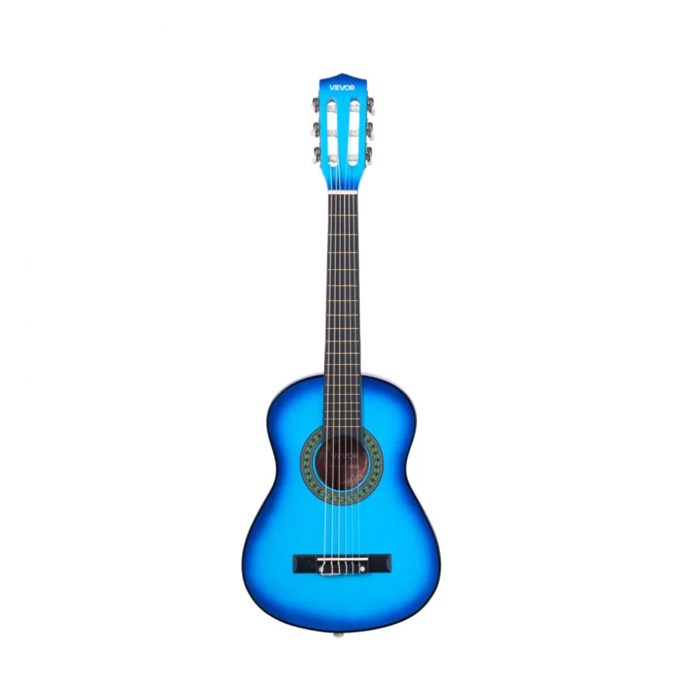 VEVOR Classical Guitar, 30 Inch, Wood Classical Guitar Starter Kit for Beginners, with Nylon Strings, Gig Bag, Strap, Tuner, Extra Strings, Picks, Capo, Basswood, for Kids Girls Boys Students, Blue