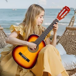 VEVOR Classical Guitar, 30 Inch, Wood Classical Guitar Starter Kit for Beginners, with Nylon Strings, Gig Bag, Strap, Tuner, Extra Strings, Picks, Capo, Basswood, for Kids Girls Boys Students, Natural