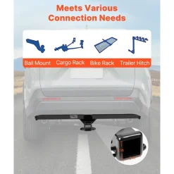 VEVOR Class 3 Trailer Hitch, 2-Inch Receiver, 6000 lbs, Q345B Steel Tube Frame, Compatible with 2020-2024 Toyota RAV4, Multi-Fit Hitch to Receive Ball Mount, Cargo Carrier, Bike Rack, Tow Hook, Black