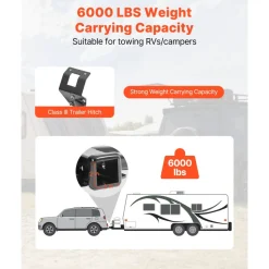 VEVOR Class 3 Trailer Hitch, 2-Inch Receiver, 6000 lbs, Q345B Steel Tube Frame, Compatible with 2012-2016 Honda CR-V, Multi-Fit Hitch to Receive Ball Mount, Cargo Carrier, Bike Rack, Tow Hook, Black