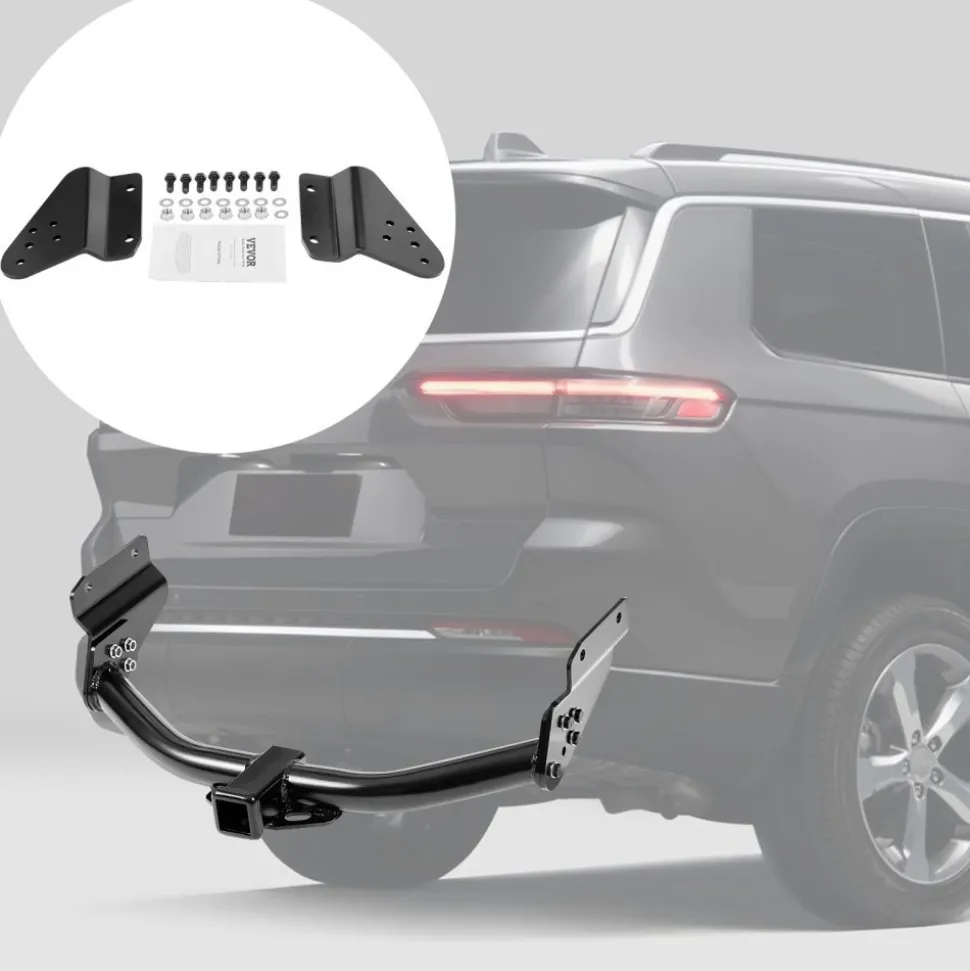VEVOR Class 3 Trailer Hitch, 2-Inch Receiver, Compatible with 2011-2021 Jeep Grand Cherokee, Q345B Steel Tube Frame, Multi-Fit Hitch to Receive Ball Mount, Cargo Carrier, Bike Rack, Tow Hook, Black