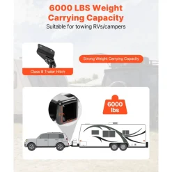 VEVOR Class 3 Trailer Hitch, 2-Inch Receiver, Compatible with 2011-2021 Jeep Grand Cherokee, Q345B Steel Tube Frame, Multi-Fit Hitch to Receive Ball Mount, Cargo Carrier, Bike Rack, Tow Hook, Black