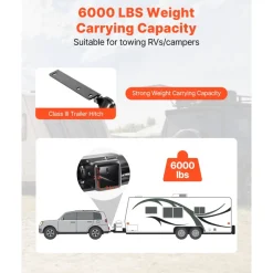 VEVOR Class 3 Trailer Hitch, 2-Inch Receiver, Compatible with 2014-2019 Toyota Highlander, Q345B Steel Tube Frame, Multi-Fit Hitch to Receive Ball Mount, Cargo Carrier, Bike Rack, and Tow Hook, Black