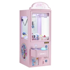 VEVOR Claw Crane Machine, Medium-Sized Arcade Game Machine with Light & Sound, Adjustable Steel Claws, Precise Toy Candy Grabber Prize Dispenser Vending Toy, for Commercial Home Parties Cinema, Pink