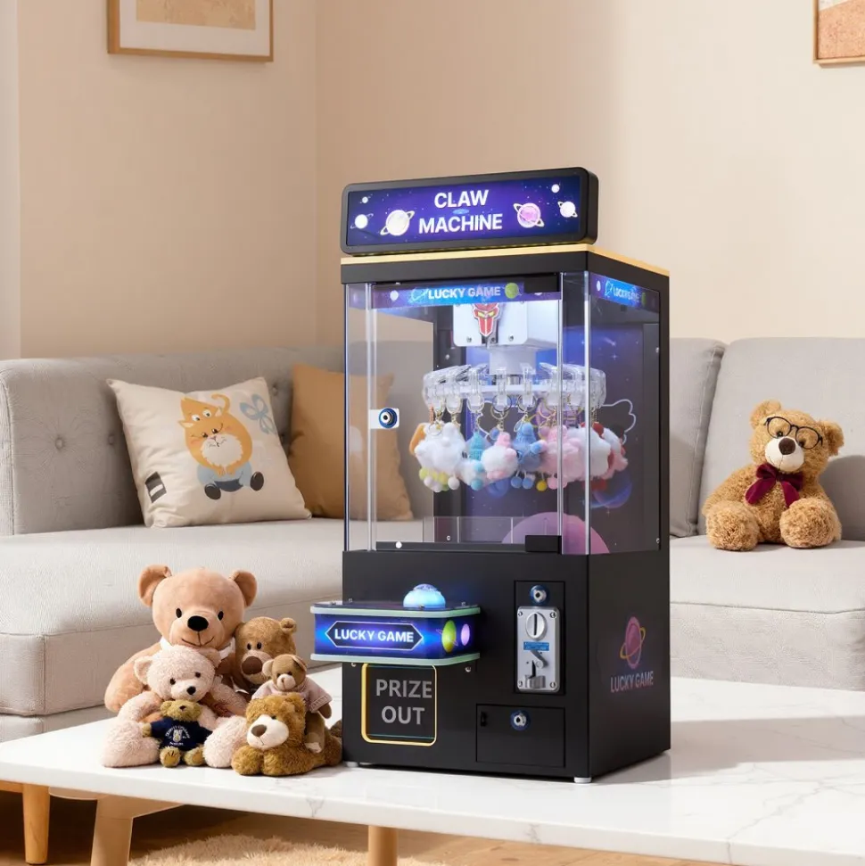 VEVOR Claw Crane Machine, Medium-Sized Arcade Game Machine with Light & Sound, Adjustable Difficulty, Precise Toy Candy Grabber Prize Dispenser Vending Toy, for Commercial Home Cinema, Black Purple