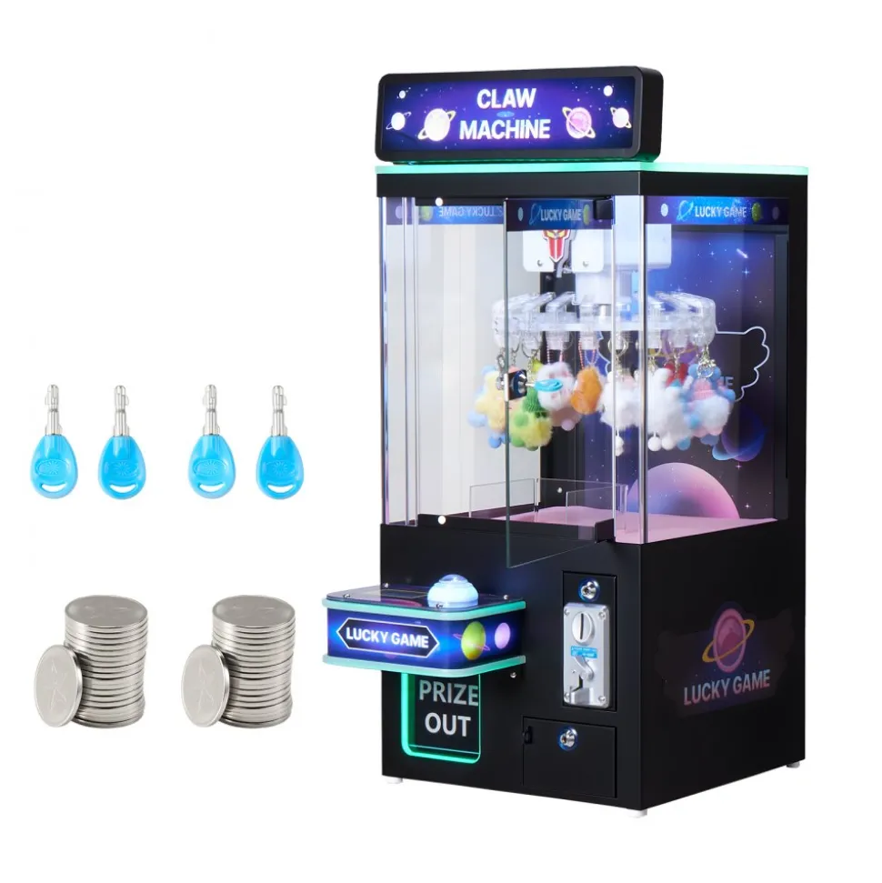 VEVOR Claw Crane Machine, Medium-Sized Arcade Game Machine with Light & Sound, Adjustable Difficulty, Precise Toy Candy Grabber Prize Dispenser Vending Toy, for Commercial Home Cinema, Black Purple