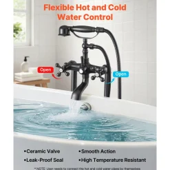 VEVOR Clawfoot Bathtub Faucet, Freestanding Tub Faucets with Handheld Shower, Vintage Oil-Rubbed Bronze Tub Filler Faucet Shower Kit with 360° Rotation Spout & 59-inch Long Hose for Bathtubs