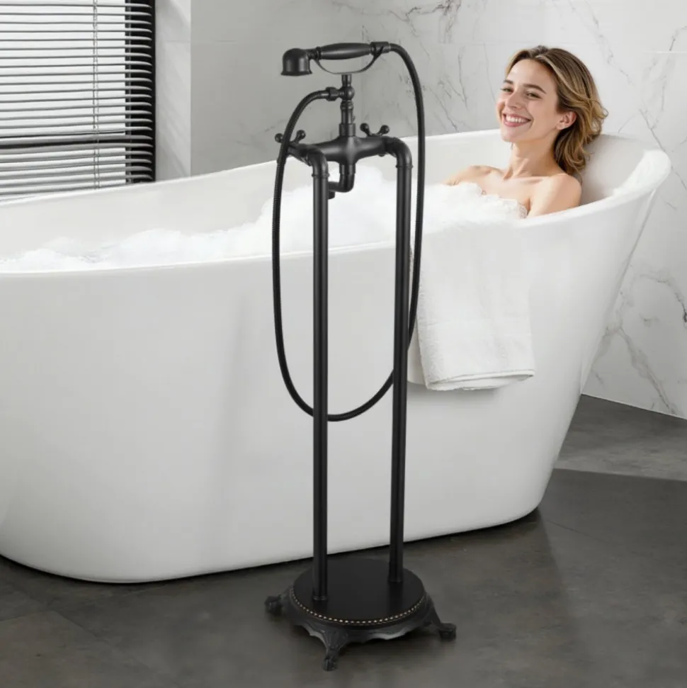 VEVOR Clawfoot Bathtub Faucet, Freestanding Tub Faucets with Handheld Shower, Vintage Oil-Rubbed Bronze Tub Filler Faucet Shower Kit with 360° Rotation Spout & 59-inch Long Hose for Bathtubs