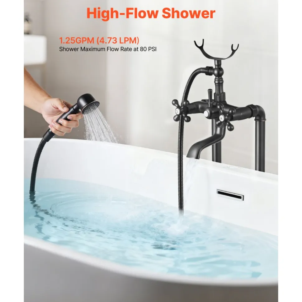 VEVOR Clawfoot Bathtub Faucet, Freestanding Tub Faucets with Handheld Shower, Vintage Oil-Rubbed Bronze Tub Filler Faucet Shower Kit with 360° Rotation Spout & 59-inch Long Hose for Bathtubs