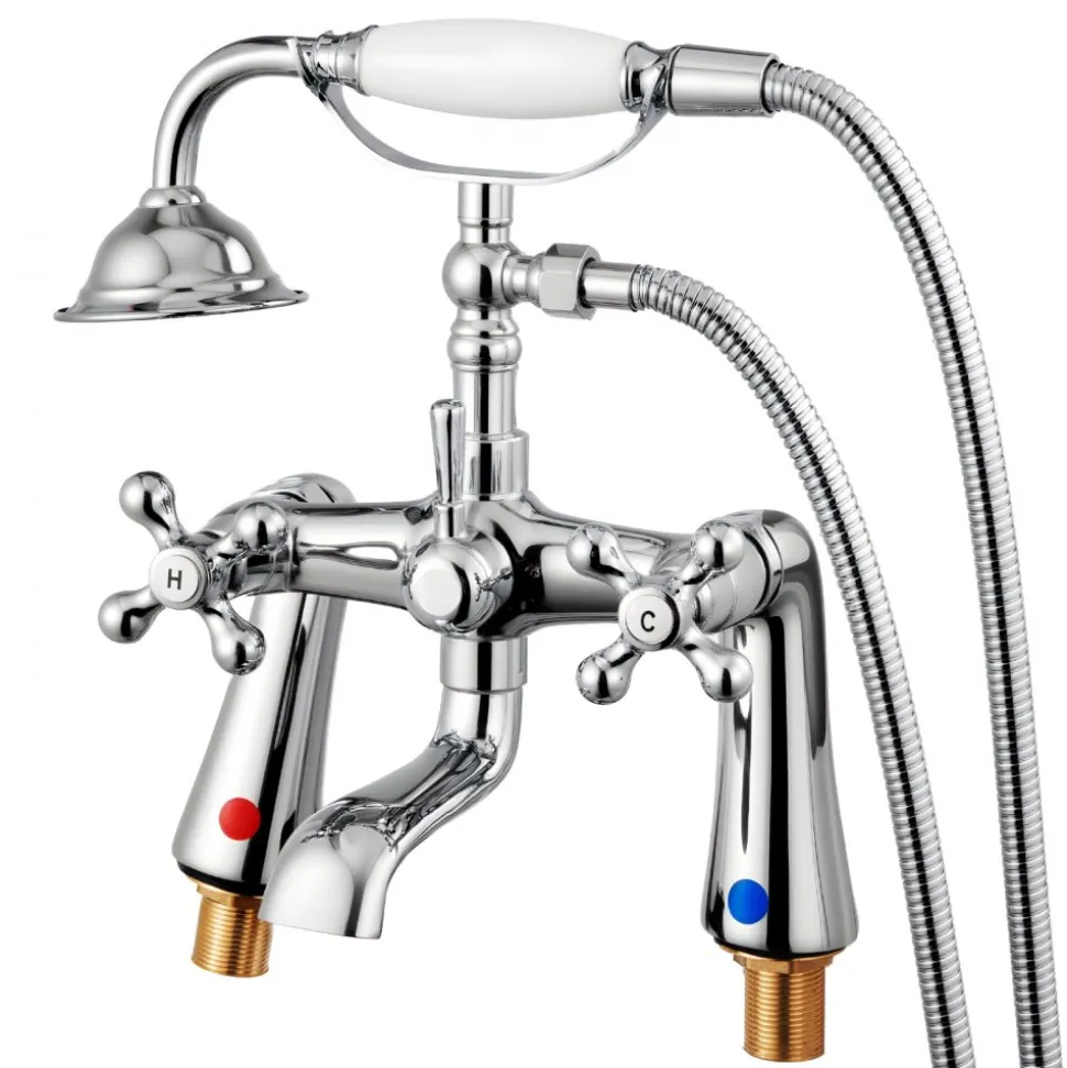 VEVOR Clawfoot Tub Faucet, Deck Mount Bathtub Faucets with Handheld Shower, Vintage Polished Chrome Clawfoot Tub Filler Faucet Shower Kit with 360° Rotation Spout & 59-inch Long Hose for Bathtubs