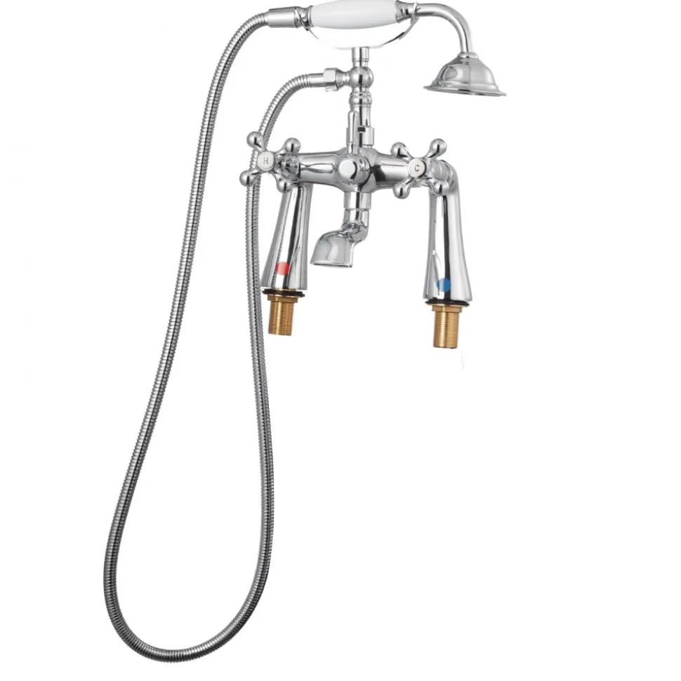 VEVOR Clawfoot Tub Faucet, Deck Mount Bathtub Faucets with Handheld Shower, Vintage Polished Chrome Clawfoot Tub Filler Faucet Shower Kit with 360° Rotation Spout & 59-inch Long Hose for Bathtubs