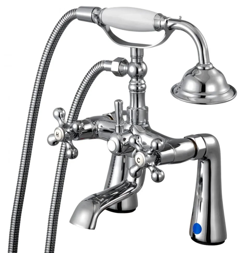 VEVOR Clawfoot Tub Faucet, Deck Mount Bathtub Faucets with Handheld Shower, Vintage Polished Chrome Clawfoot Tub Filler Faucet Shower Kit with 360° Rotation Spout & 59-inch Long Hose for Bathtubs