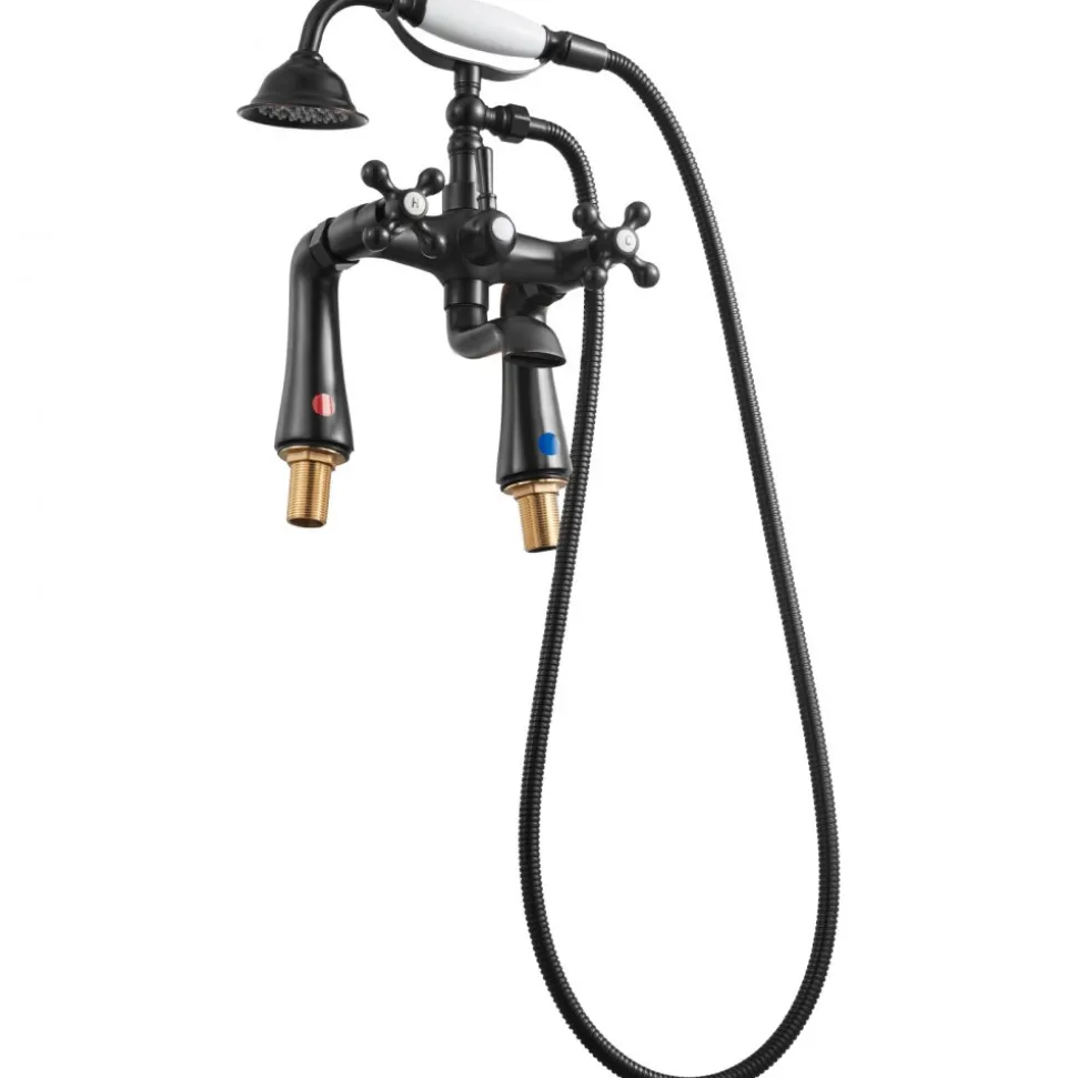VEVOR Clawfoot Tub Faucet, Deck Mount Bathtub Faucets with Handheld Shower, Vintage Oil-Rubbed Bronze Clawfoot Tub Filler Faucet Shower Kit with 360° Rotation Spout & 59-inch Long Hose for Bathtubs